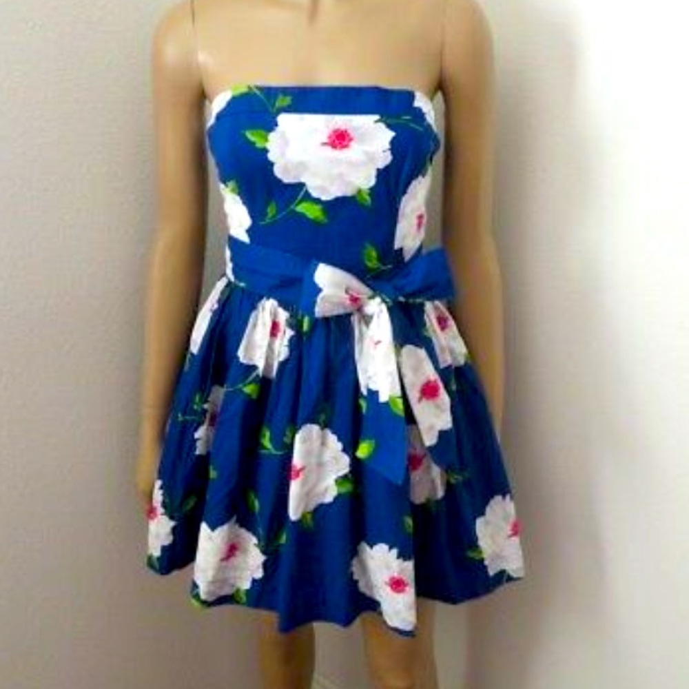 Abercrombie and Fitch strapless blue floral dress